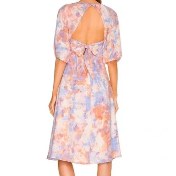 NWT - BCBGENERATION - Molly Puff Sleeve Midi Dress In Abstract Tie Dye - L - Picture 3 of 12